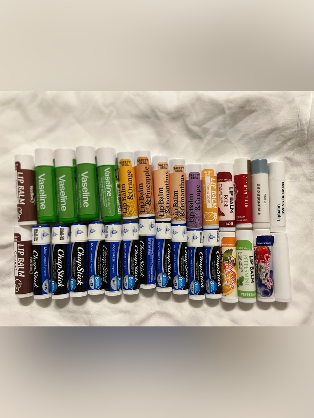 Assorted Lip Balm Lot — Vaseline, ChapStick & More — Mixed